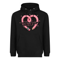 Black valentine's day pencil heart teacher quotes Heavyweight Hoodie - MaliasSmallBusiness