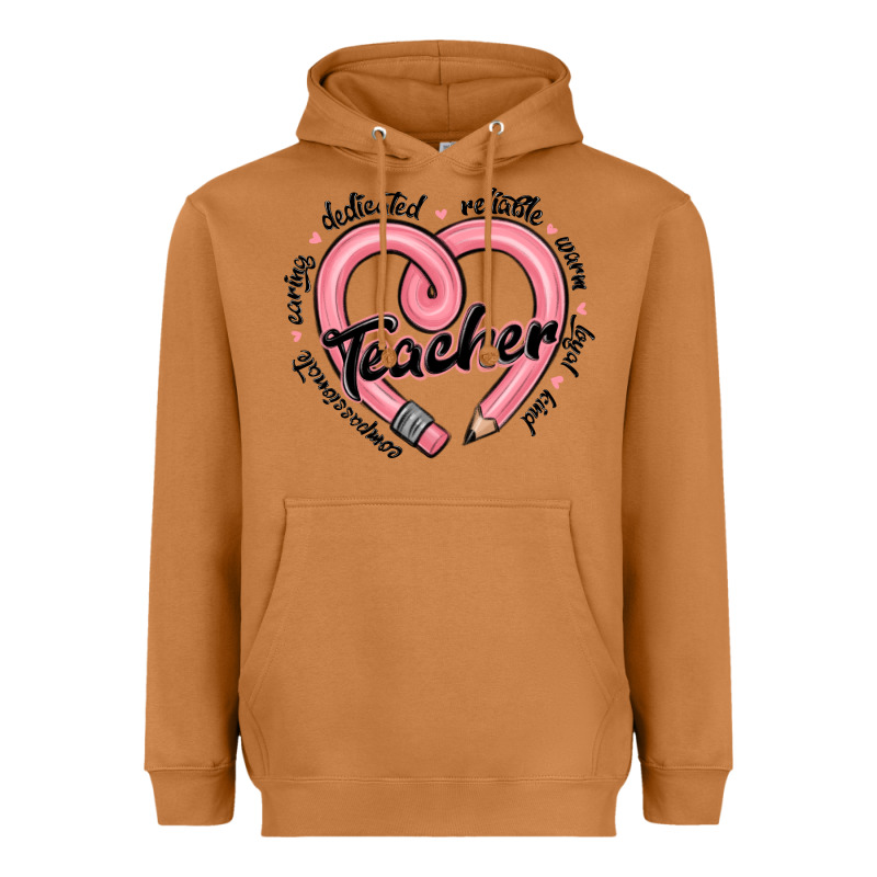 Valentine's Day Pencil Heart Teacher Quotes Heavyweight Hoodie by MaliasSmallBusiness | Teevron