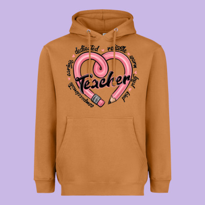 Valentine's Day Pencil Heart Teacher Quotes Heavyweight Hoodie Designed By Maliassmallbusiness