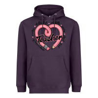 Plum valentine's day pencil heart teacher quotes Heavyweight Hoodie - MaliasSmallBusiness