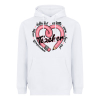 White valentine's day pencil heart teacher quotes Heavyweight Hoodie - MaliasSmallBusiness