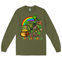 Army Green luckysaurus and st patricks Long Sleeve Tee - AdoDesignShop