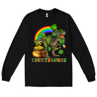 Black luckysaurus and st patricks Long Sleeve Tee - AdoDesignShop