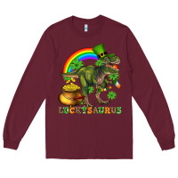 Burgundy luckysaurus and st patricks Long Sleeve Tee - AdoDesignShop