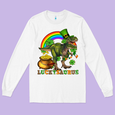 Luckysaurus And St Patricks Long Sleeve Tee Designed By Adodesignshop