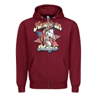 Burgundy American magic Zipper Hoodie - NancyCooperArtShop
