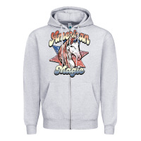 Heather Grey American magic Zipper Hoodie - NancyCooperArtShop
