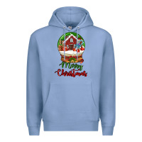 Colony Blue Merry Christmas Premium Hoodie - LillyAllenDesigns