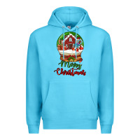 Ocean Blue Merry Christmas Premium Hoodie - LillyAllenDesigns