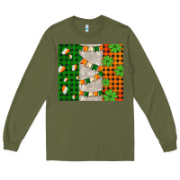 Army Green irish flag with shamrocks and heart Long Sleeve Tee - AdoDesignShop