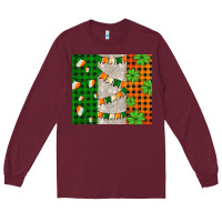 Burgundy irish flag with shamrocks and heart Long Sleeve Tee - AdoDesignShop