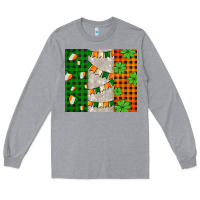 Heather Grey irish flag with shamrocks and heart Long Sleeve Tee - AdoDesignShop