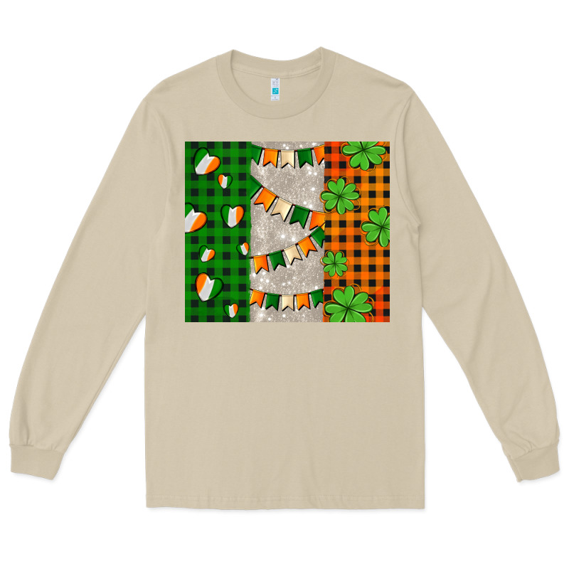 Irish Flag With Shamrocks And Heart Long Sleeve Tee by AdoDesignShop | Teevron