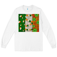 White irish flag with shamrocks and heart Long Sleeve Tee - AdoDesignShop