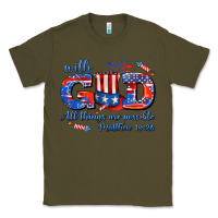 Army Green with god all things are possible usa Classic Tee - AdoDesignShop