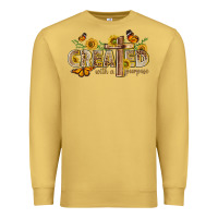 Antique Gold created with a purpose with sunflower and butterfl Premium Sweatshirt - NancyCooperArtShop