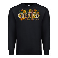 Black created with a purpose with sunflower and butterfl Premium Sweatshirt - NancyCooperArtShop