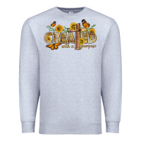 Heather Grey created with a purpose with sunflower and butterfl Premium Sweatshirt - NancyCooperArtShop
