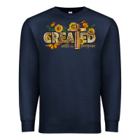 Navy created with a purpose with sunflower and butterfl Premium Sweatshirt - NancyCooperArtShop