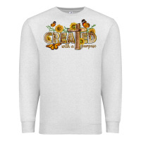 Oatmeal Heather created with a purpose with sunflower and butterfl Premium Sweatshirt - NancyCooperArtShop