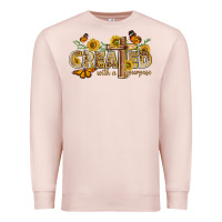 Pale Pink created with a purpose with sunflower and butterfl Premium Sweatshirt - NancyCooperArtShop
