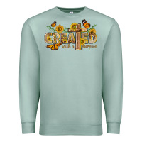 Seafoam created with a purpose with sunflower and butterfl Premium Sweatshirt - NancyCooperArtShop
