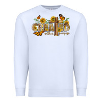 White created with a purpose with sunflower and butterfl Premium Sweatshirt - NancyCooperArtShop