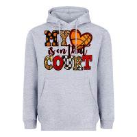 My Heart Is On That Court Basketball Red And Black Heavyweight Hoodie | Teevron