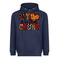 Navy my heart is on that court basketball red and black Heavyweight Hoodie - NancyCooperArtShop