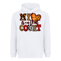 White my heart is on that court basketball red and black Heavyweight Hoodie - NancyCooperArtShop
