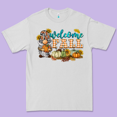 Welcome Fall Gnome Premium Tee Designed By Barkaloodesign