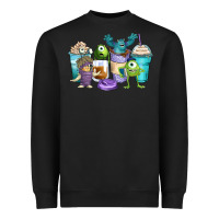 Black cartoon characters coffee cups Heavyweight Sweatshirt - Zillion Design Studio