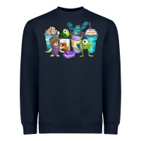 Navy cartoon characters coffee cups Heavyweight Sweatshirt - Zillion Design Studio
