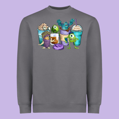 Cartoon Characters Coffee Cups Heavyweight Sweatshirt Designed By Zillion Design Studio