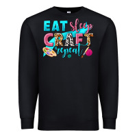 Black eat sleep craft repeat Premium Sweatshirt - NancyCooperArtShop