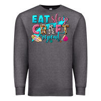 Charcoal Heather eat sleep craft repeat Premium Sweatshirt - NancyCooperArtShop