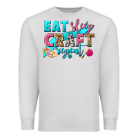Dove Grey eat sleep craft repeat Premium Sweatshirt - NancyCooperArtShop