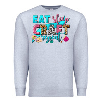 Heather Grey eat sleep craft repeat Premium Sweatshirt - NancyCooperArtShop
