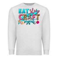 Oatmeal Heather eat sleep craft repeat Premium Sweatshirt - NancyCooperArtShop