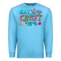 Ocean Blue eat sleep craft repeat Premium Sweatshirt - NancyCooperArtShop