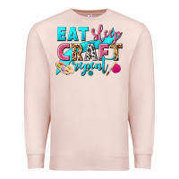 Pale Pink eat sleep craft repeat Premium Sweatshirt - NancyCooperArtShop