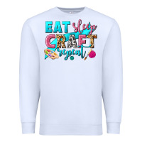 White eat sleep craft repeat Premium Sweatshirt - NancyCooperArtShop