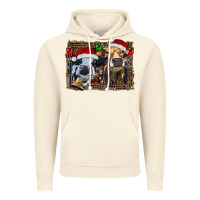 Vintage Artic christmas heifers with leopard and cowhide background Vintage Hoodie - RanaPortraitStore