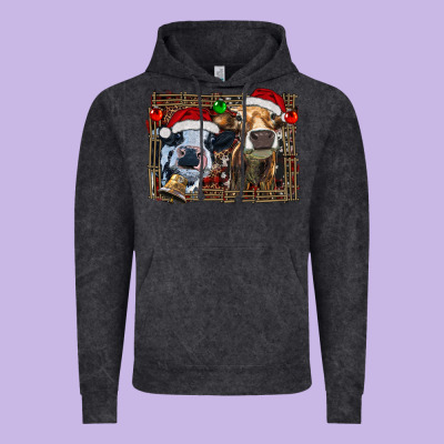 Christmas Heifers With Leopard And Cowhide Background Vintage Hoodie Designed By Ranaportraitstore
