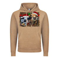 Vintage Coffee christmas heifers with leopard and cowhide background Vintage Hoodie - RanaPortraitStore