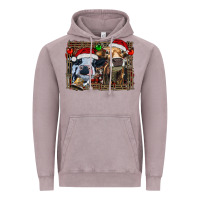 Vintage Zinc christmas heifers with leopard and cowhide background Vintage Hoodie - RanaPortraitStore