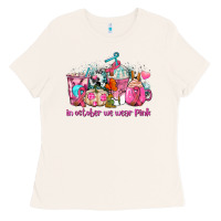 Bone western cancer  in october we wear pink coffee cups with ribbons Ladies Tee - AdoDesignShop