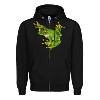 Black White Lipped Tree Frog Illustrations Zipper Hoodie - LillyAllenDesigns