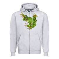 Heather Grey White Lipped Tree Frog Illustrations Zipper Hoodie - LillyAllenDesigns