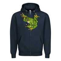 Navy White Lipped Tree Frog Illustrations Zipper Hoodie - LillyAllenDesigns